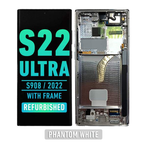 Samsung Galaxy S22 Ultra OLED Screen Assembly Replacement With Frame (Refurbished) (Phantom White)