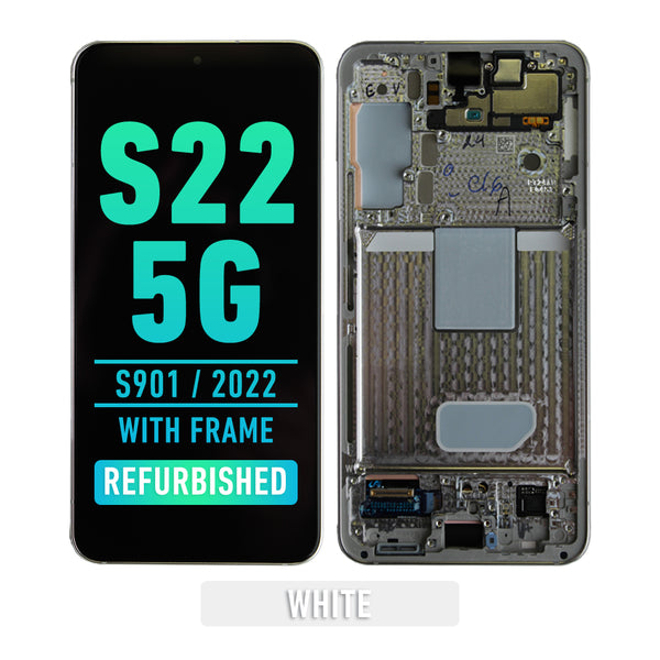 Samsung Galaxy S22 5G OLED Screen Assembly Replacement With Frame (Refurbished) (White)