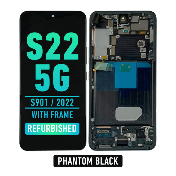 Samsung Galaxy S22 5G OLED Screen Assembly Replacement With Frame (Refurbished) (Phantom Black)