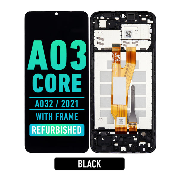 Samsung Galaxy A03 Core (A032 / 2021) LCD Screen Assembly Replacement With Frame (Refurbished) (Black)