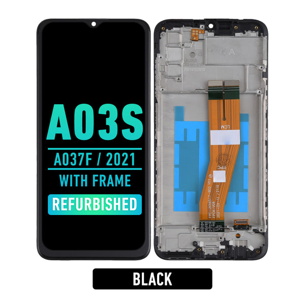 Samsung Galaxy A03s (A037F / 2021) LCD Screen Assembly Replacement With Frame (GLOBAL VERSION) (Dual SIM) (Micro-USB) (Refurbished) (Black)