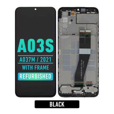 Samsung Galaxy A03s (A037M / 2021) LCD Screen Assembly Replacement With Frame (Single SIM) (Type-C) (Refurbished) (Black)