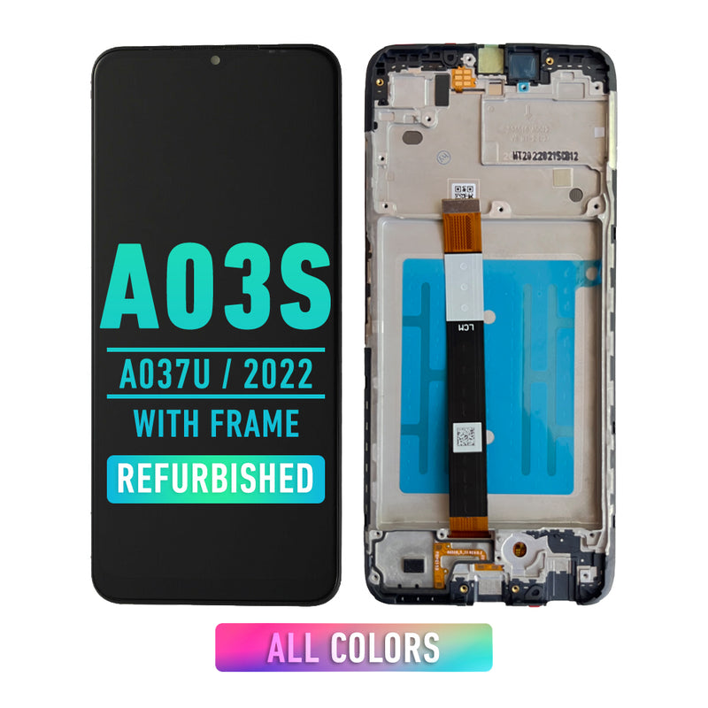 Samsung Galaxy A03s (A037U / 2021) LCD Screen Assembly Replacement With Frame (Refurbished) (All Colors)