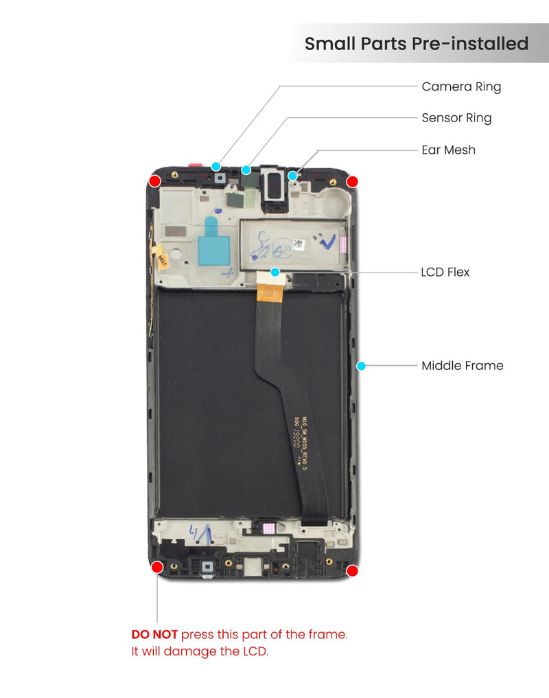 Samsung Galaxy A10 (A105 / 2019) OLED Screen Assembly Replacement With Frame (Refurbished) (All Colors)