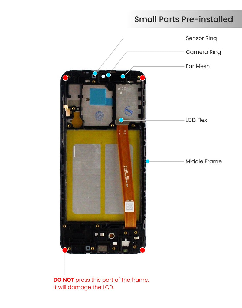 Samsung Galaxy A10e (A102 / 2019) OLED Screen Assembly Replacement With Frame (Refurbished) (All Colors)