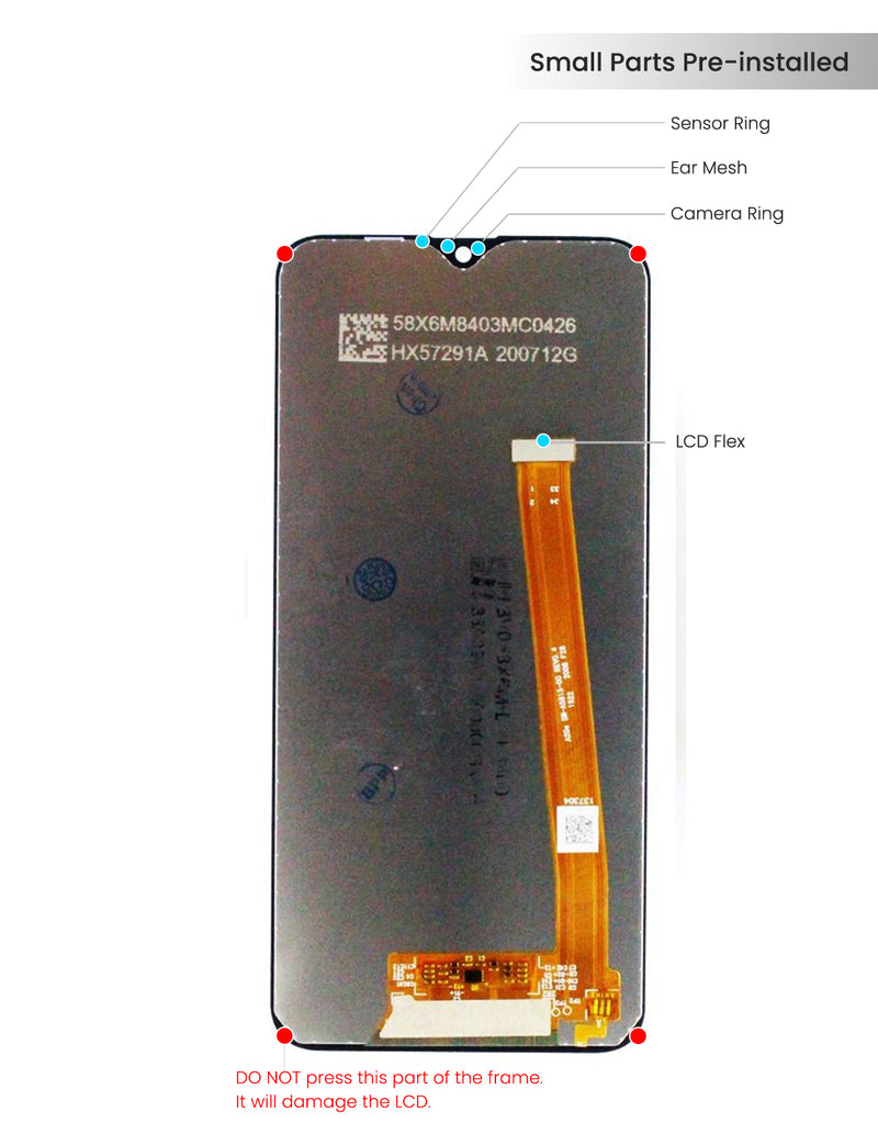 Samsung Galaxy A10e (A102 / 2019) / A20e (A202 / 2019) LCD Screen Assembly Replacement Without Frame (Refurbished) (All Colors)