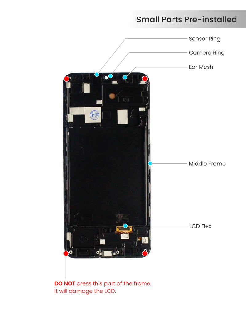 Samsung Galaxy A20 (A205U / 2019) LCD Screen Assembly Replacement With Frame (Aftermarket Incell) (All Colors)