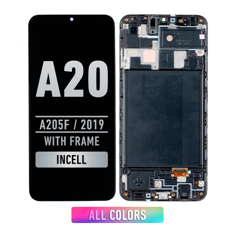 Samsung Galaxy A20 (A205F / 2019) LCD Screen Assembly Replacement With Frame (INT Version) (Aftermarket Incell) (All Colors)