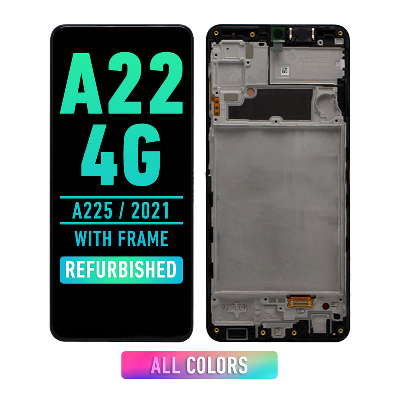 Samsung Galaxy A22 4G (A225 / 2021) OLED Screen Assembly Replacement With Frame (Refurbished) (All Colors)