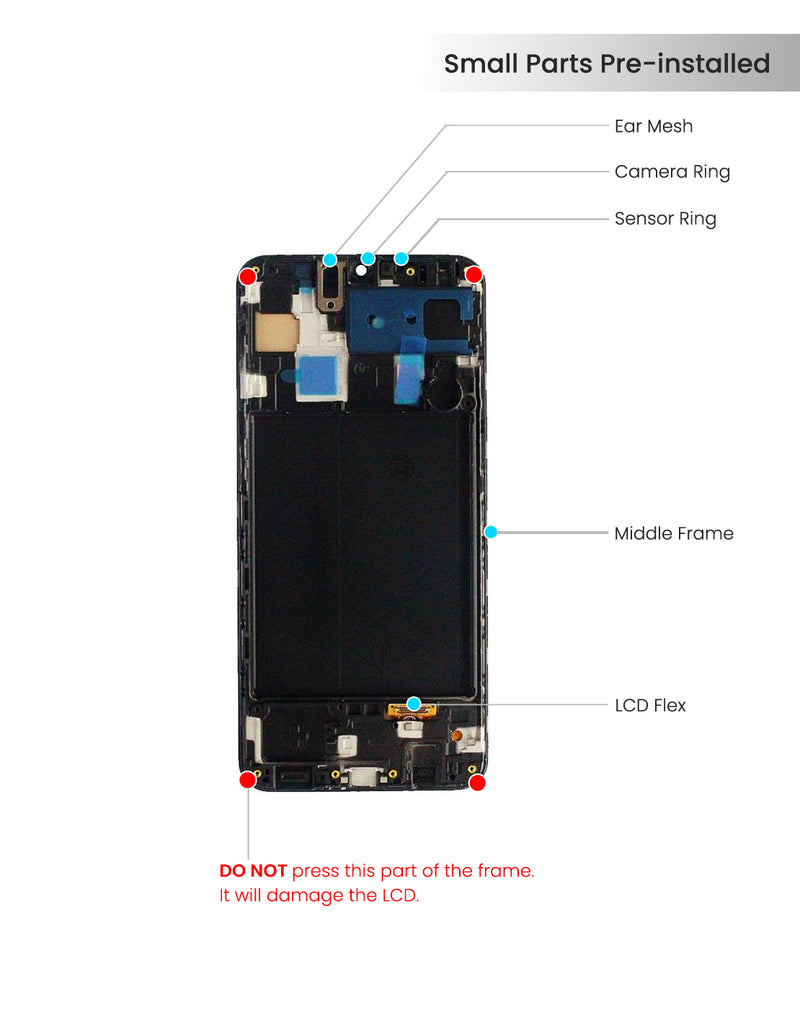 Samsung Galaxy A30 (A305 / 2019) LCD Screen Assembly Replacement With Frame (Aftermarket Incell) (All Colors)