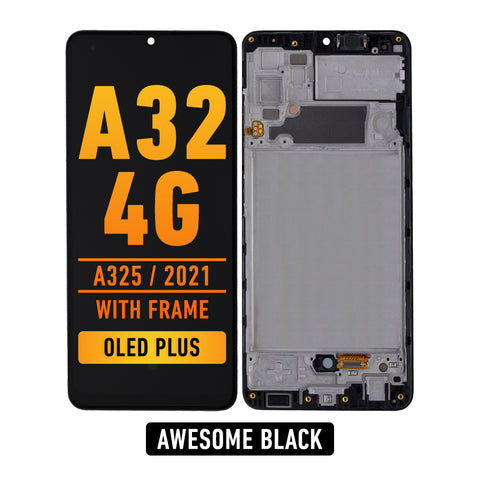 Samsung Galaxy A32 (A325 / 2021) OLED Screen Assembly Replacement With Frame (OLED PLUS) (Awesome Black)