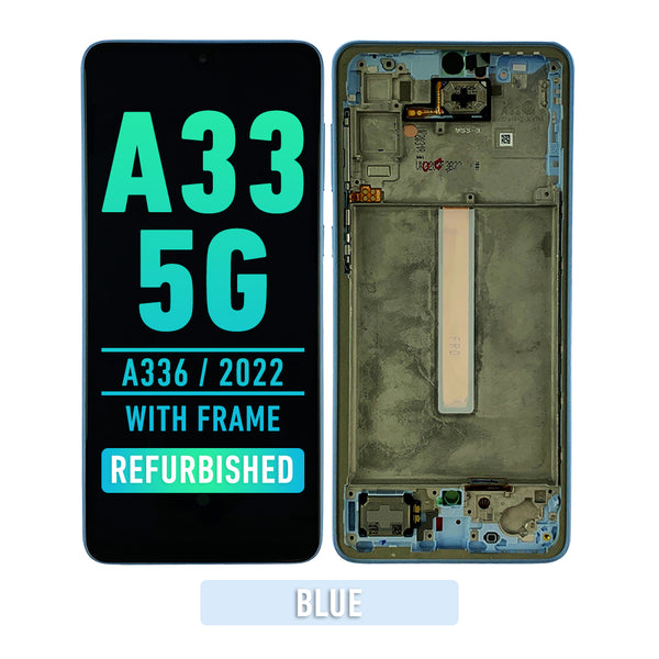 Samsung Galaxy A33 5G (A336 / 2022) OLED Screen Assembly Replacement With Frame (Refurbished) (Blue)