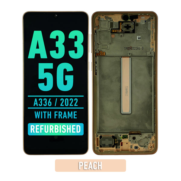 Samsung Galaxy A33 5G (A336 / 2022) OLED Screen Assembly Replacement With Frame (Refurbished) (Peach)