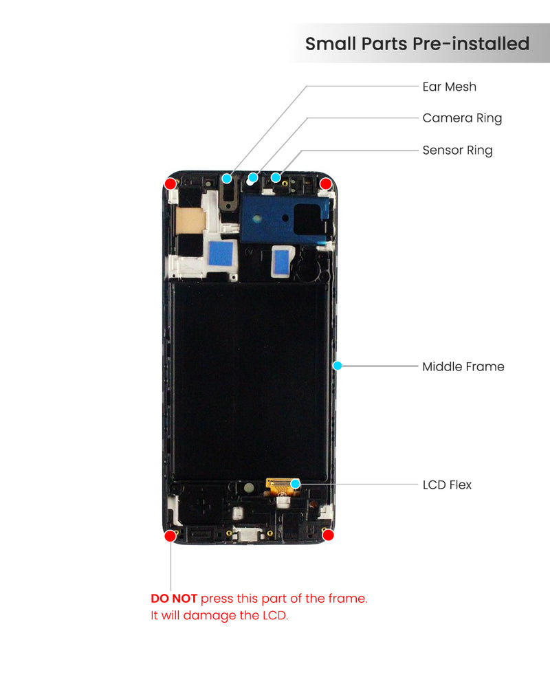 Samsung Galaxy A50 (A505 / 2019) OLED Screen Assembly Replacement With Frame (US Version) (OLED PLUS) (All Colors)