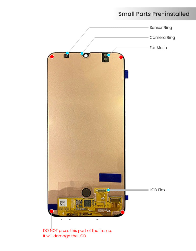 Samsung Galaxy A50 (A505 / 2019) / A30 (A305 / 2019) LCD Screen Assembly Replacement Without Frame (WITHOUT FINGER PRINT SENSOR) (Aftermarket Incell) (All Colors)