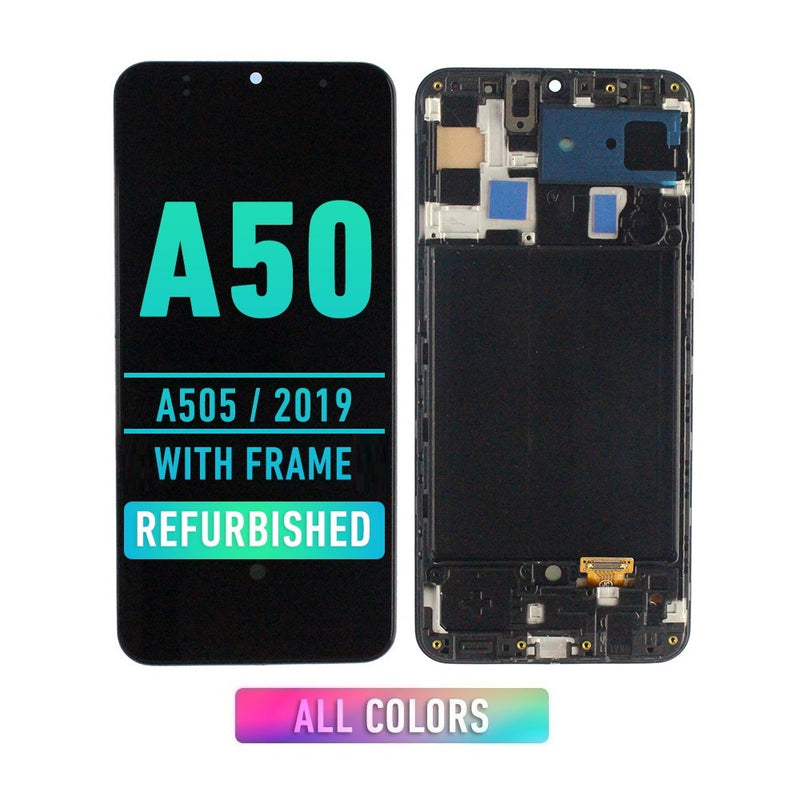 Samsung Galaxy A50 (A505 / 2019) LCD Screen Assembly Replacement With Frame (US Version) (Refurbished) (All Colors)