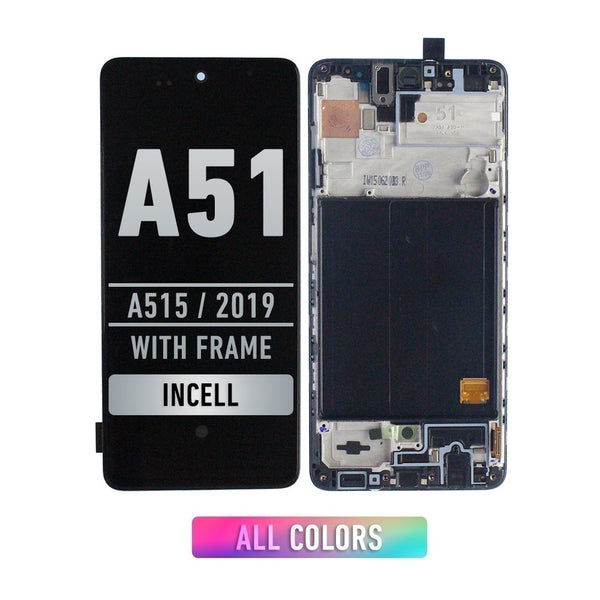 Samsung Galaxy A51 (A515 / 2019) (6.46) LCD Screen Assembly Replacement With Frame (WITHOUT FINGER PRINT SENSOR) (Aftermarket Incell) (All Colors)