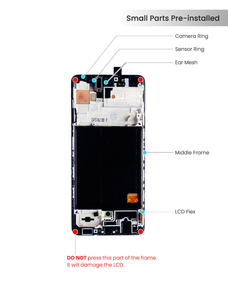 Samsung Galaxy A51 (A515 / 2019) (6.46) LCD Screen Assembly Replacement With Frame (WITHOUT FINGER PRINT SENSOR) (Aftermarket Incell) (All Colors)