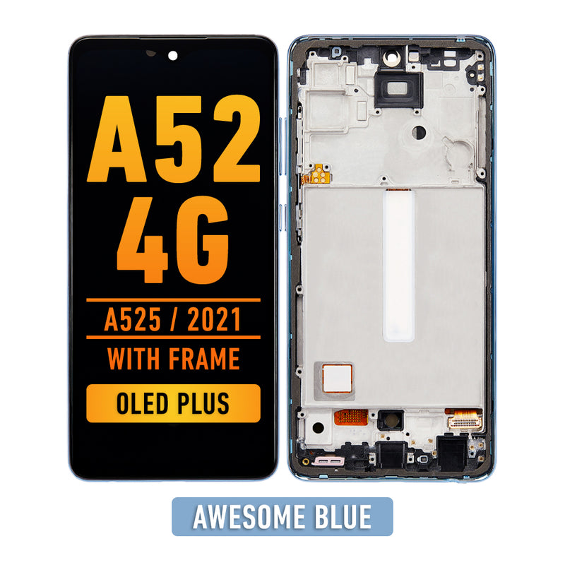 Samsung Galaxy A52 4G (A525 / 2021) OLED Screen Assembly Replacement With Frame (OLED PLUS) (Awesome Blue)