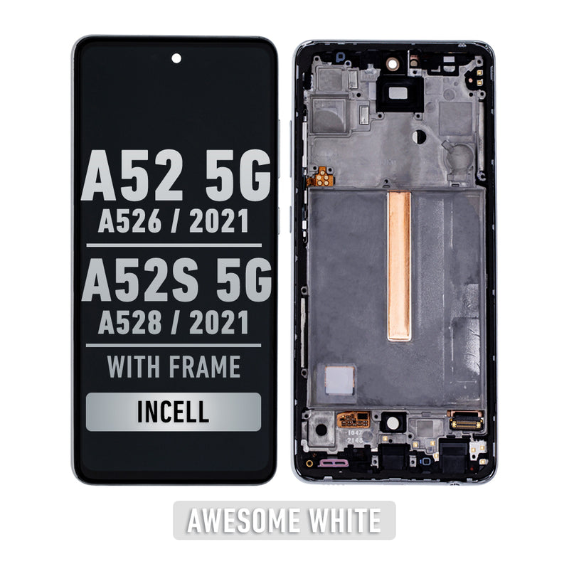 Samsung Galaxy A52 5G (A526 / 2021) / A52S (A528 / 2021) LCD Screen Assembly Replacement With Frame (Aftermarket Incell) (Awesome White)