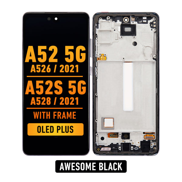 Samsung Galaxy A52 5G (A526 / 2021) / A52s 5G (A528 / 2021) OLED Screen Assembly Replacement With Frame (OLED PLUS) (Awesome Black)