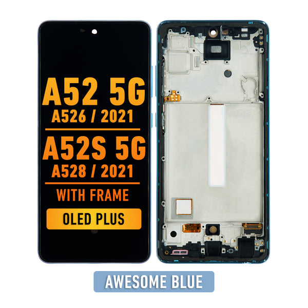Samsung Galaxy A52 5G (A526 / 2021) / A52s 5G (A528 / 2021) OLED Screen Assembly Replacement With Frame (OLED PLUS) (Awesome Blue)