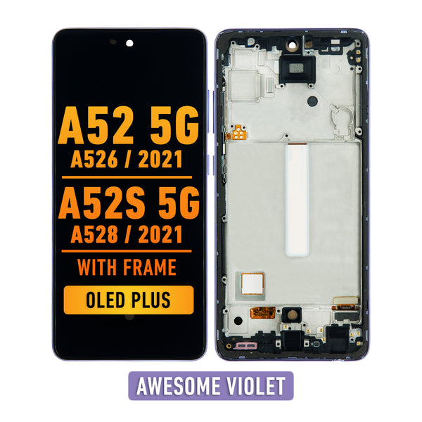 Samsung Galaxy A52 5G (A526 / 2021) / A52s 5G (A528 / 2021) OLED Screen Assembly Replacement With Frame (OLED PLUS) (Awesome Violet)