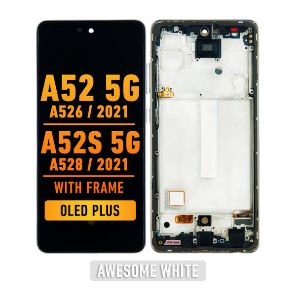 Samsung Galaxy A52 5G (A526 / 2021) / A52s 5G (A528 / 2021) OLED Screen Assembly Replacement With Frame (OLED PLUS) (Awesome White)