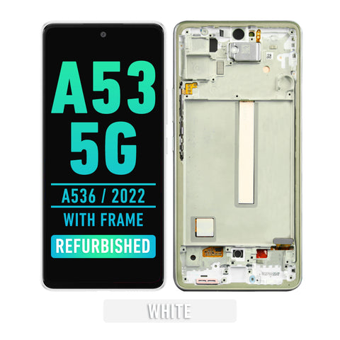 Samsung Galaxy A53 5G (A536 / 2022) OLED Screen Assembly Replacement With Frame (Refurbished) (White)