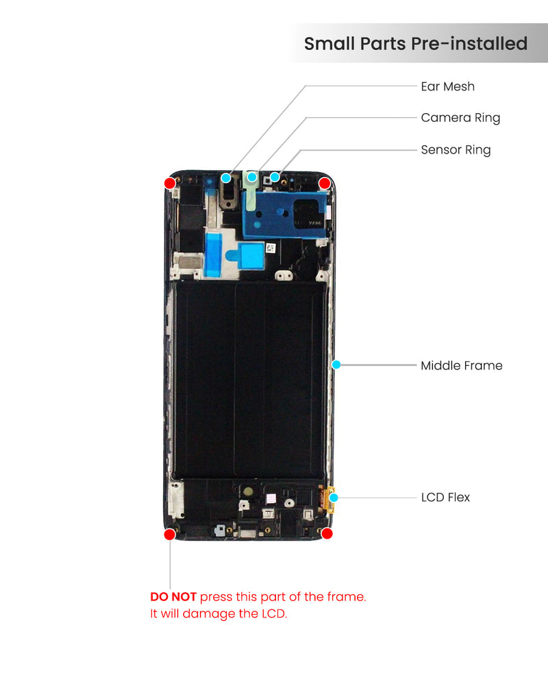 Samsung Galaxy A70 (A705 / 2019) LCD Screen Assembly Replacement With Frame (Refurbished) (All Colors)