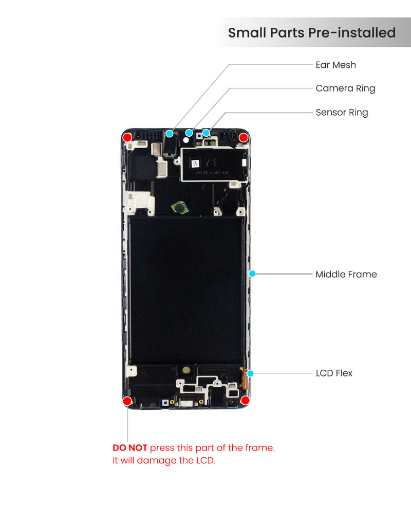 Samsung Galaxy A71 (A715 / 2019) OLED Screen Assembly Replacement With Frame (Black) (OLED PLUS)