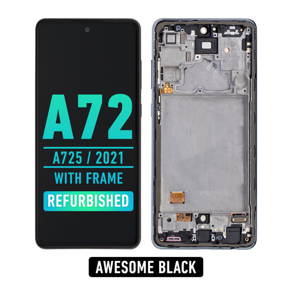 Samsung Galaxy A72 (A725 / 2021) OLED Screen Assembly Replacement With Frame (Refurbished) (Awesome Black)