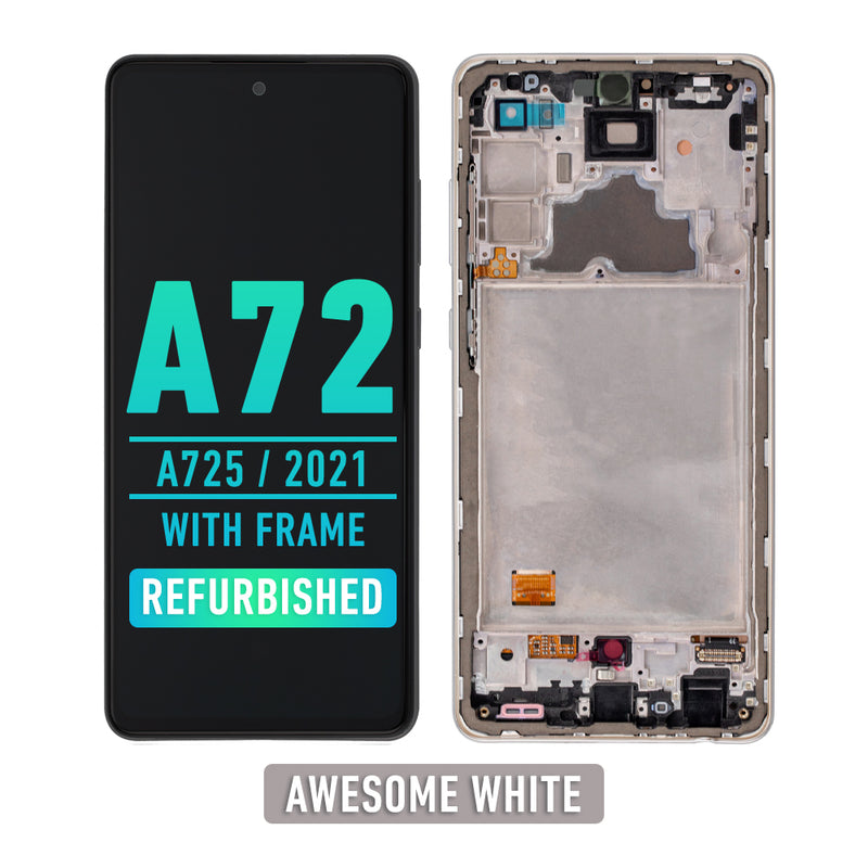 Samsung Galaxy A72 (A725 / 2021) OLED Screen Assembly Replacement With Frame (Refurbished) (Awesome White)