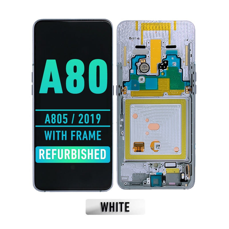 Samsung Galaxy A80 (A805 / 2019) OLED Screen Assembly Replacement With Frame (Ghost White) (Refurbished)
