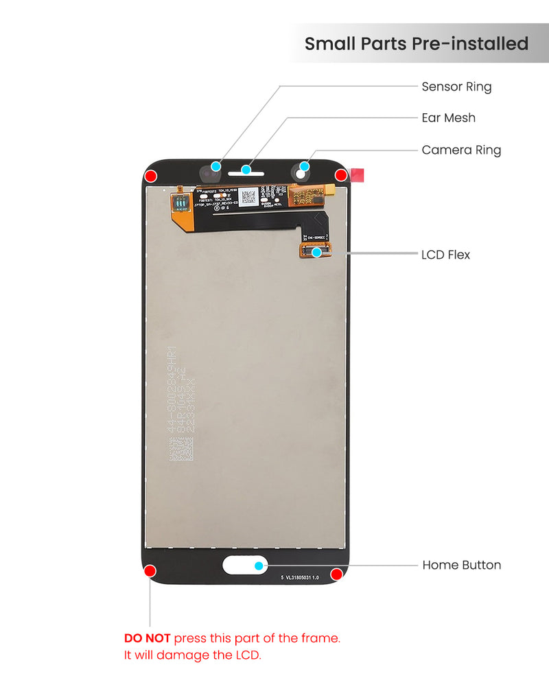 Samsung Galaxy J7 Refine / Star / Crown (J737 / 2018) LCD Screen Assembly Replacement Without Frame (Refurbished) (Gold)