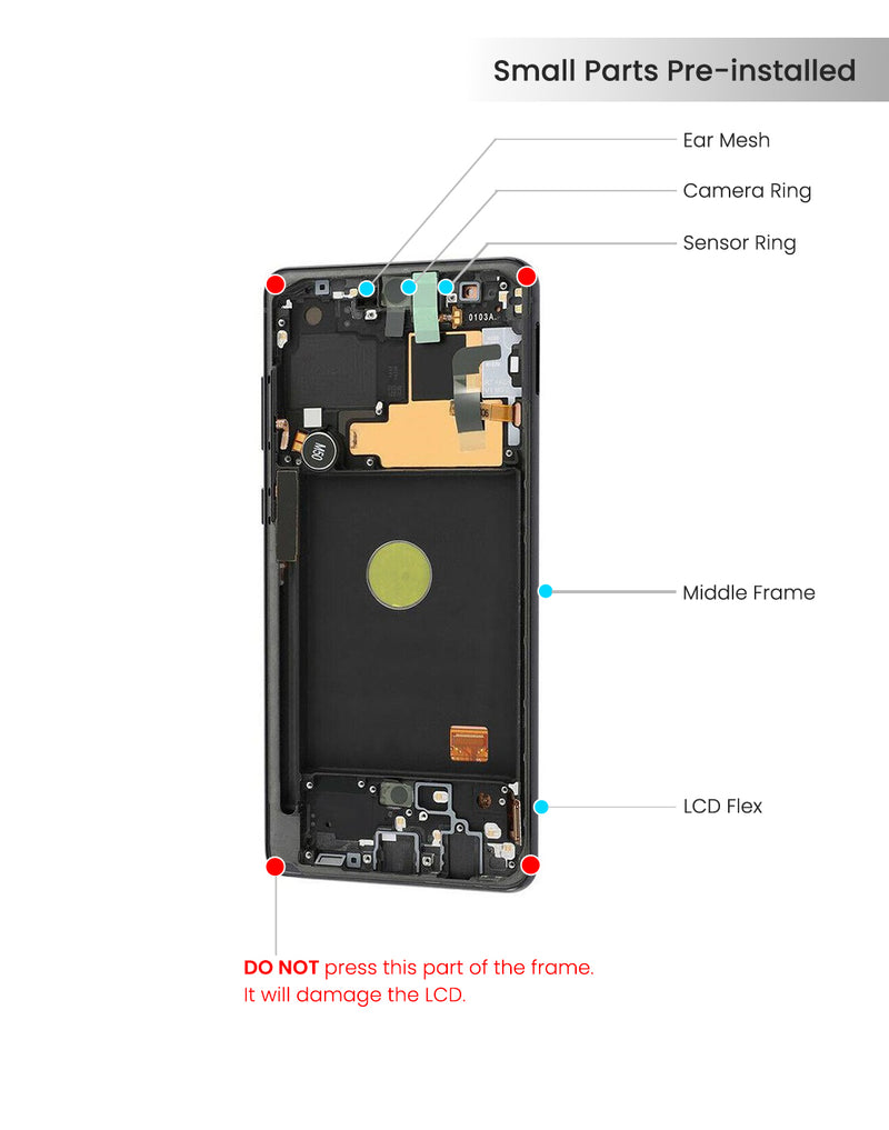 Samsung Galaxy Note 10 Lite OLED Screen Assembly Replacement With Frame (Refurbished) (Aura Black)