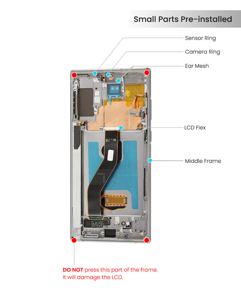 Samsung Galaxy Note 10 Plus / 5G OLED Screen Assembly Replacement With Frame (Refurbished) (Aura White)