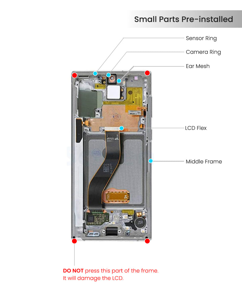 Samsung Galaxy Note 10 OLED Screen Assembly Replacement With Frame (Refurbished) (Aura Black)