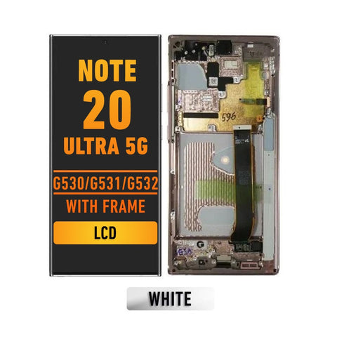 Samsung Galaxy Note 20 Ultra 5G OLED Screen Assembly Replacement With Frame (Refurbished) (Mystic White)