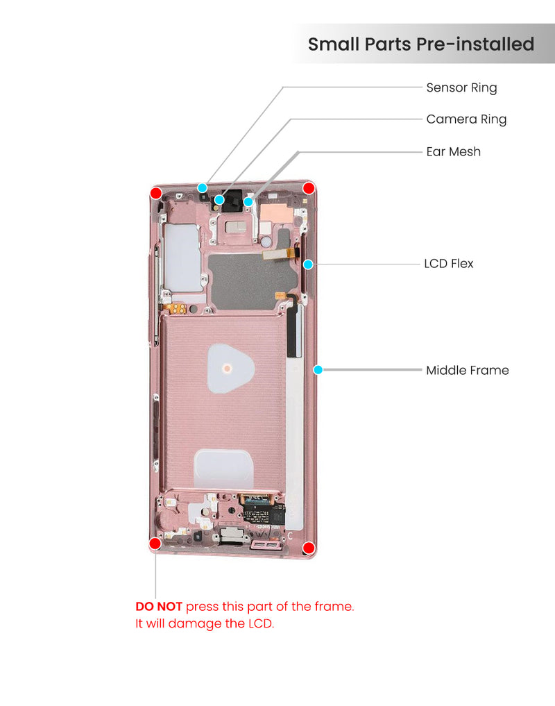 Samsung Galaxy Note 20 OLED Screen Assembly Replacement With Frame (Refurbished) (Mystic Bronze)