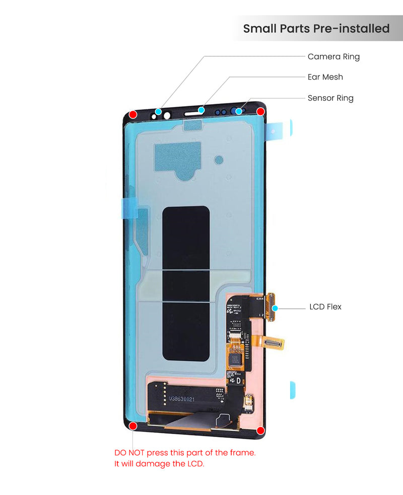 Samsung Galaxy Note 8 OLED Screen Assembly Replacement Without Frame (Refurbished) (All Colors)