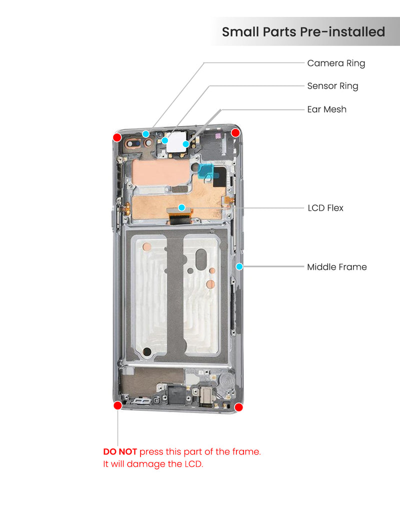 Samsung Galaxy S10 5G OLED Screen Assembly Replacement With Frame (Refurbished) (Crown Silver)