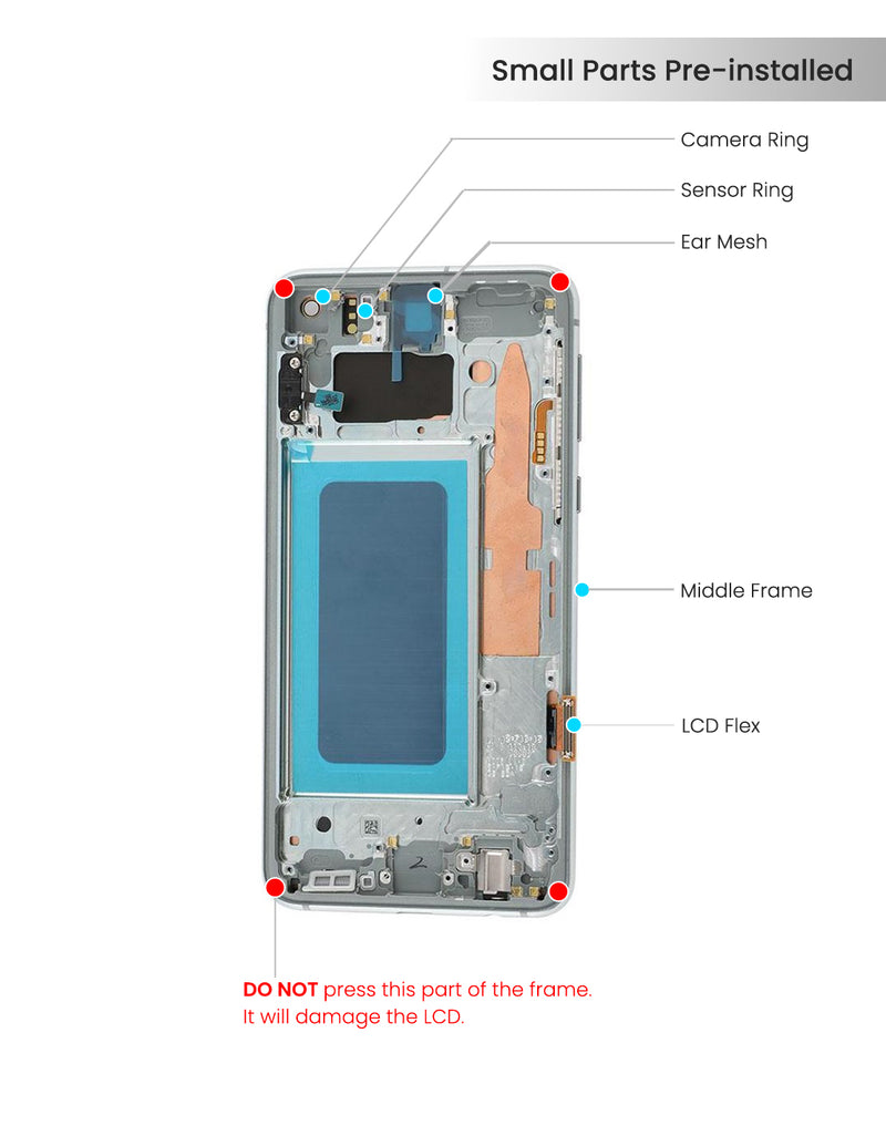 Samsung Galaxy S10E OLED Screen Assembly Replacement With Frame (Refurbished) (Prism Blue)