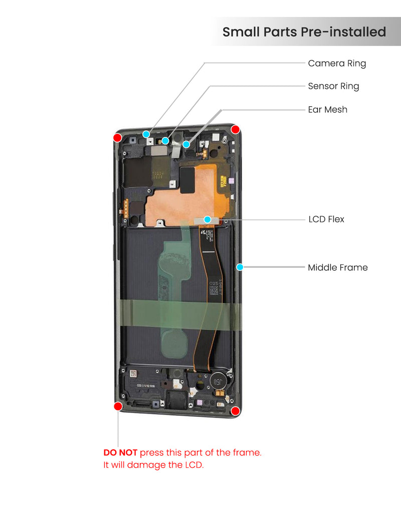 Samsung Galaxy S10 Lite OLED Screen Assembly Replacement With Frame (Refurbished) (Prism Blue)