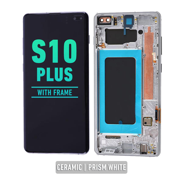 Samsung Galaxy S10 Plus OLED Screen Assembly Replacement With Frame (Refurbished) (Ceramic / Prism White)