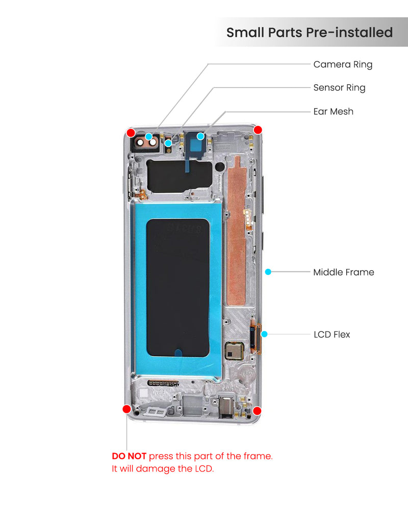 Samsung Galaxy S10 Plus OLED Screen Assembly Replacement With Frame (Refurbished) (Flamingo Pink)