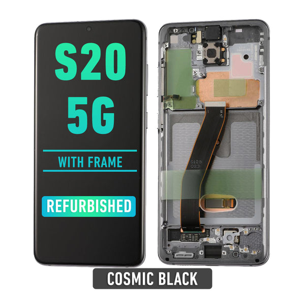 Samsung Galaxy S20 5G OLED Screen Assembly Replacement With Frame (Compatible For All Carriers Except Verizon 5G UW Model)(Refurbished) (Cosmic Black)