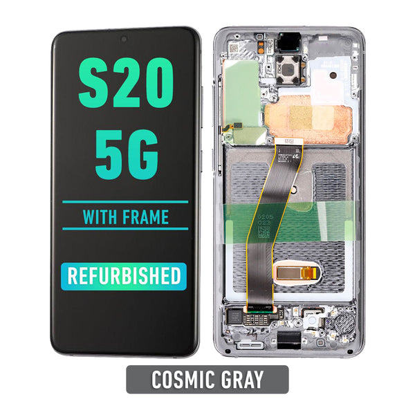 Samsung Galaxy S20 5G OLED Screen Assembly Replacement With Frame (Compatible For All Carriers Except Verizon 5G UW Model) (Refurbished) (Cosmic Gray)