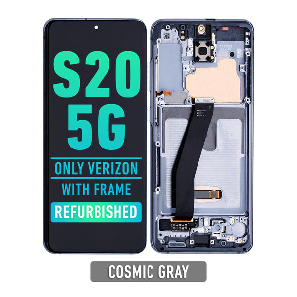 Samsung Galaxy S20 5G OLED Screen Assembly Replacement With Frame (Compatible Only For Verizon 5G UW Model) (Refurbished) (Cosmic Gray)