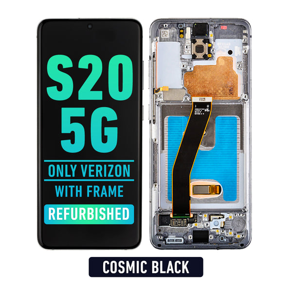 Samsung Galaxy S20 5G OLED Screen Assembly Replacement With Frame (Compatible Only For Verizon 5G UW Model) (Refurbished) (Cosmic Black)